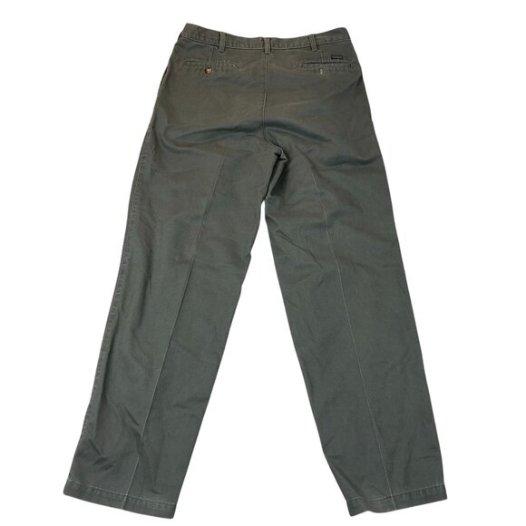Geoffrey Beene Mens Pants Size 34x32 Pleated Khaki Chino Casual Straight Green - Picture 2 of 12